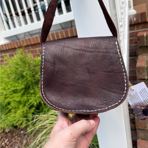 Berber Leather Handmade in Morocco Brown Leather Saddle Handbag NWT Crossbody - Picture 8 of 10